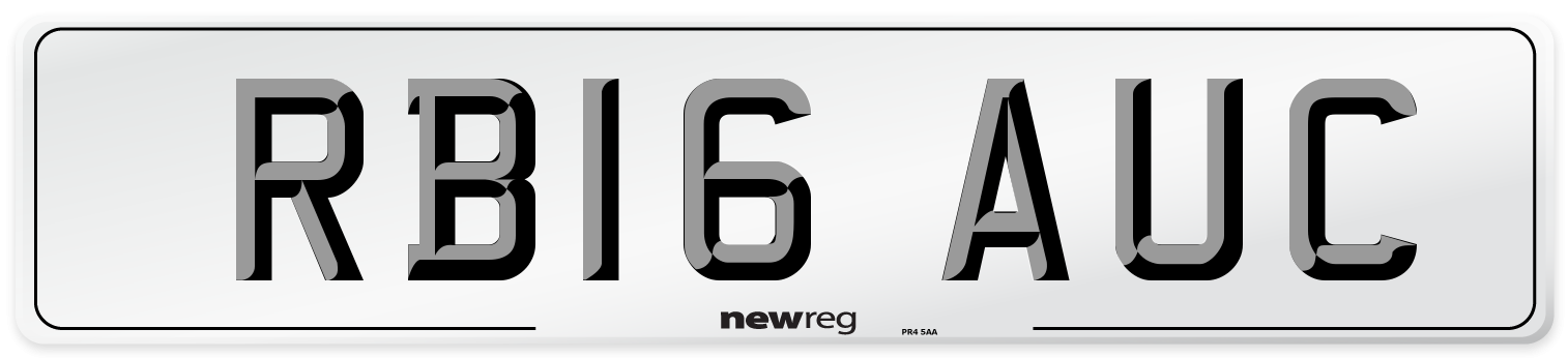 RB16 AUC Number Plate from New Reg